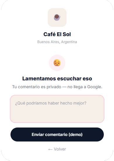 Feedback negativo filtrado antes de llegar a Google